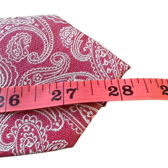 Ben Sherman Red Paisley Silk Cotton Blend Tie Necktie Mens Workwear Formal - Picture 7 of 12